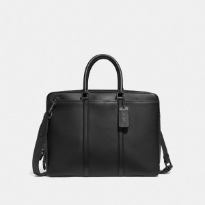 Black Women Coach Metropolitan Slim Copper Briefcase | AU_CH61074