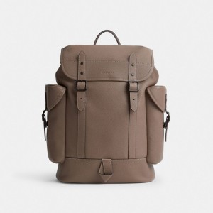 Dark Grey Men Coach Hitch Polished Pebble Leather Backpacks | AU_CH33566